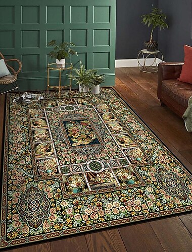  Area Rug Carpet Exotic Ethnic Style Floor Mat American Persian Multicolored Flowers in Retro Style Living Room Hotel Homestay Home Bedroom Full Carpet
