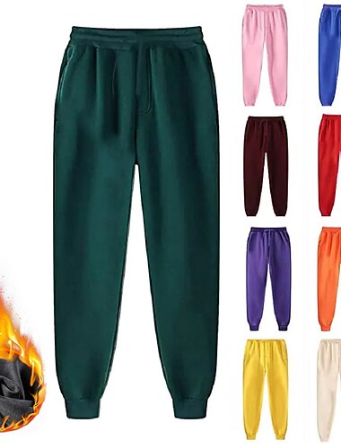  Ανδρικά Παντελόνι Fleece Αθλητικές Φόρμες Τζόγκερ Τζόγκκερ Χειμωνιάτικο παντελόνι Πλαϊνές τσέπες Ελαστική μέση Φλις Συμπαγές Χρώμα Άνεση Ζεστό Καθημερινά Καθημερινό Βαθυγάλαζο Σομόν