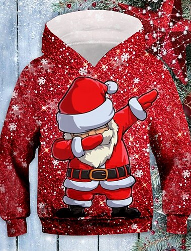 дети мальчики уродливые рождественские толстовки пуловер дед мороз с длинным рукавом карман дети топ рождественские подарки толстовка крутая очаровательная красная зима 7-13 лет   дети мальчики уродливые рождественские толстовки пуловер дед мороз с длинным рукавом карман дети топ рождественские подарки толстовка крутая очаровательная красная зима 7-13 лет