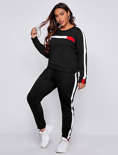  Women's Tracksuit Sweatsuit Patchwork 2 Piece Street Winter Long Sleeve Breathable Lightweight Soft Fitness Gym Workout Running Sportswear Activewear Color Block Black Army Green Burgundy