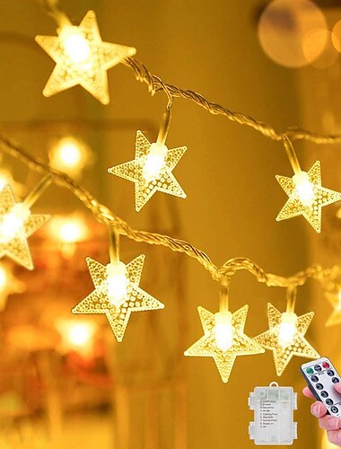  vánoční hvězda víla řetězová světla na baterie 10m 80led s dálkovým ovládáním pro vnitřní venkovní domácí párty zahradní terasa svatba vánoční stromeček závěsná světla vánoční dekorace světla