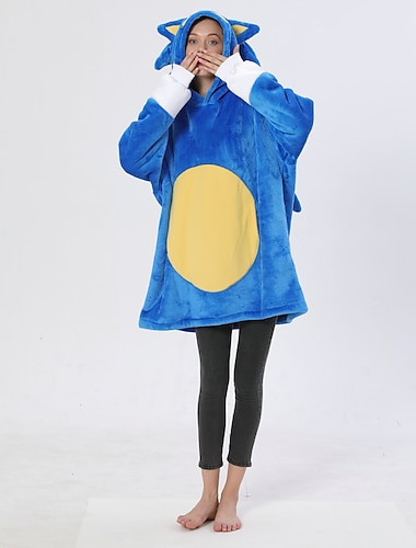 Adulto Animal Manta extragrande con capucha Manta usable con bolsillo Oso Sonic Pijamas de una pieza Pijamas Kigurumi por Hombre y mujer Navidad Carnaval Mascarada Dibujos animados
