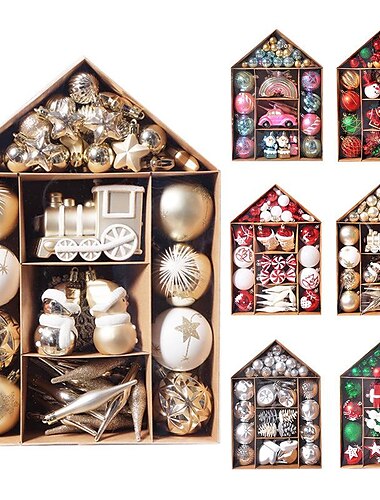  Weihnachtskugeln 70 Hausbemalte Weihnachtsgalvanisierung Geschenkpaket Christbaumschmuck Weihnachtskugel-Set Kugel