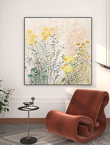  håndlavet oliemaleri lærred væg kunst indretning original farverige blomster maleri abstrakt plante blomster maleri til boligindretning med strakt ramme/uden indre ramme maleri