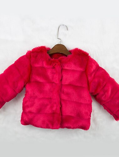  Baby Mädchen Faux-Pelz-Mantel Feste Farbe Aktiv Schulanfang Mantel Oberbekleidung 7-13 Jahre Winter Hellblau Rosa Kaki