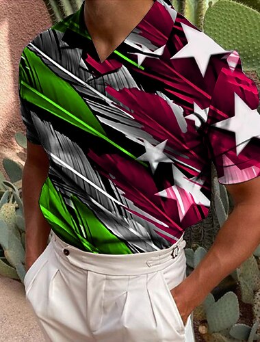  Voor heren veteranen Vaderlandslievend Nationale vlag Poloshirts Golfshirt Korte mouw Overhemd Strijkijzer Casual Dagelijks 3D-afdrukken blauw Rood Groen Donkergrijs Afdrukken Button-omlaag Kleding