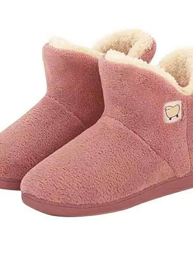  Damen-Bootie-Slipper Warmer Fleece-Stiefel aus Strick, weicher, warmer, flauschig gefütterter Hausschuh mit Memory-Schaum für den Winter drinnen und draußen