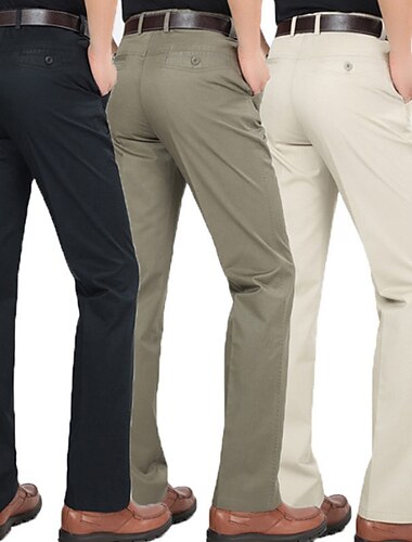  Homme Pantalons Dress Pants works Avec Poches Jambe Droite Uni Confort Doux Longueur complète Occasionnel Quotidien Vêtements de rue Sports Élégant Kaki Gris foncé Taille haute Non Elastique