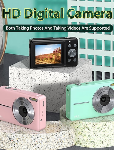  cámara digital 1080p 44mp cámara de vlogging con pantalla lcd 16x zoom compacta portátil mini cámara recargable regalos para estudiantes adolescentes adultos niñas niños
