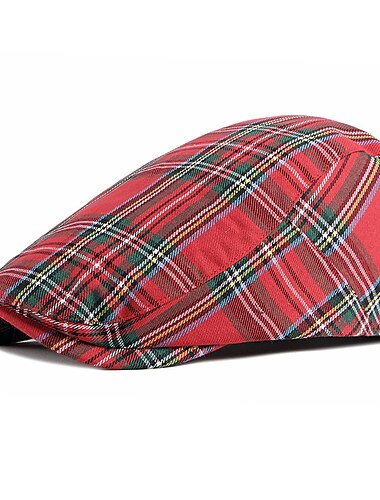  Homme Casquette Plate Rouge bleu marine Polyester Boucle réglable Imprimer simple Mode des années 1920 Vacances Plein Air Quotidien Fin de semaine Plaid Portable Confort Mode