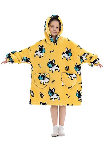  Kinder Erwachsene Zeichen Übergroße Hoodie-Decke Tragbare Decke mit Tasche Hai Katze Dinosaurier Pyjamas-Einteiler Kigurumi-Pyjamas Für Herren und Damen Jungen und Mädchen Karneval Maskerade Karikatur