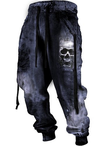  Voor heren Cargohosen Joggingbroeken Jogger Broek Trekkoord Zijzakken Lint Grafisch Doodskoppen Comfort Ademend Casual Dagelijks Streetwear Katoenmix Terry Sport Modieus Zwart Bruin Micro-elastisch