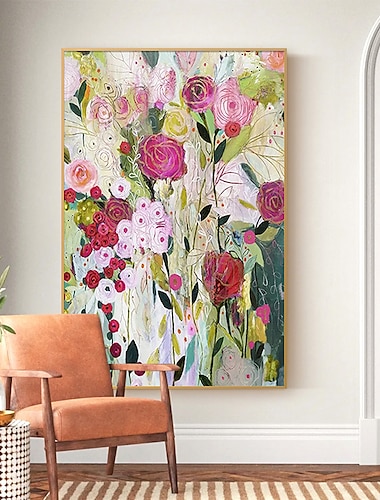  Pintura al óleo hecha a mano lienzo decoración de arte de la pared flores grandes modernas para la decoración del hogar pintura enrollada sin marco sin estirar