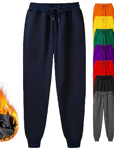  Ανδρικά Παντελόνι Fleece Αθλητικές Φόρμες Τζόγκερ Τζόγκκερ Χειμωνιάτικο παντελόνι Πλαϊνές τσέπες Ελαστική μέση Φλις Συμπαγές Χρώμα Άνεση Ζεστό Καθημερινά Καθημερινό Βαθυγάλαζο Σομόν