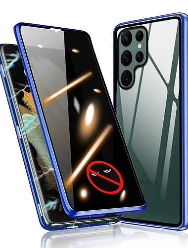  telefon Carcasă Pro Samsung Galaxy S24 S23 S22 S21 S20 Ultra Plus FE Note 20 Ultra 10 Plus A71 A51 S25 Ultra Magnetické adsorpční pouzdro Ochrana celého těla Anti peep Nárazuvzdorné Průhledný