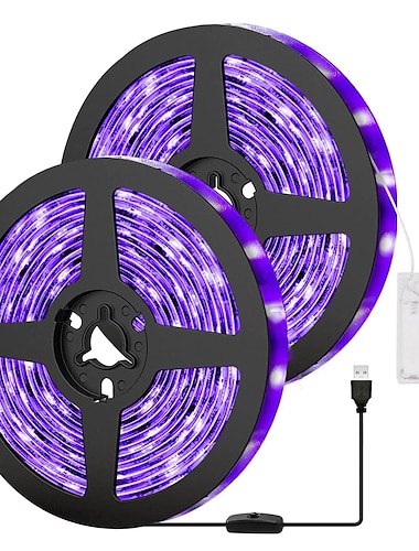  led uv-musta valonauha violetti led-valonauha usb-liitäntä kytkimellä tai akkukotelolla smd2835 380-400nm uv led ei-vedenpitävä musta valolamppu sopii fluoresoivaan tanssi- ja uv-runkopinnoitteeseen