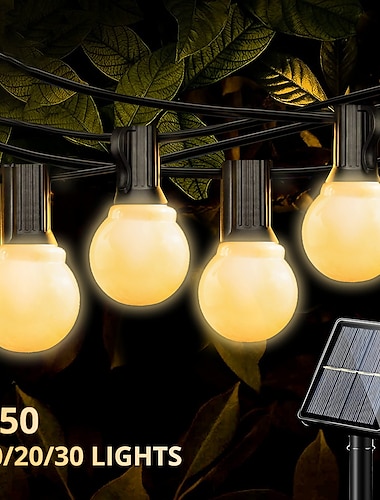  Guirnalda de luces solares de globo, bombilla led g50 ip65, guirnalda impermeable para exteriores, luz de jardín adecuada para el hogar, jardín interior, iluminación de vacaciones