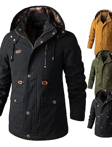  Herren Cargo-Jacke Windjacke für Wanderer Fleecejacke für Wanderer Winter Draussen warm Windundurchlässig Atmungsaktiv Leichtgewichtig Oberbekleidung Parka Trench Coat Skifahren Angeln Klettern