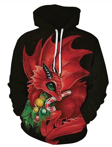  Dinosaurio Suéter de navidad Sudadera Pullover Sudadera con capucha navideña divertida Impresión 3D Hombre Mujer Navidad Carnaval Mascarada Nochebuena Navidad Adultos Fiesta Navidad Cima