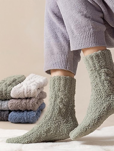  Calcetines de lana para hombres y mujeres, calcetines cálidos, suaves y esponjosos, calcetines gruesos y acogedores, calcetines navideños de invierno para mujeres