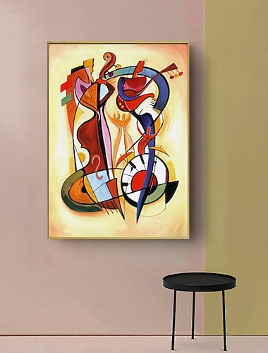  Handgefertigtes Ölgemälde auf Leinwand, Wandkunst, Dekoration im Kandinsky-Stil, postmodern, abstrakt für Wohnkultur, gerolltes, rahmenloses, ungedehntes Gemälde