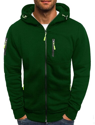  Voor heren Trui met capuchon Hoodie-sweatshirt met rits Sweatjack Tactisch Leger Groen Capuchon Kleurenblok Vetoketju Polyester Stoer Winter Kleding Hoodies Sweatshirts Lange mouw