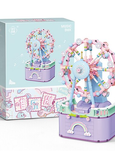  blocs de construction, ensemble de blocs de construction de boîte à musique 885pcs / 710carousel. jeu de construction à construire, jouet d'assemblage pour enfants adultes un excellent cadeau pour