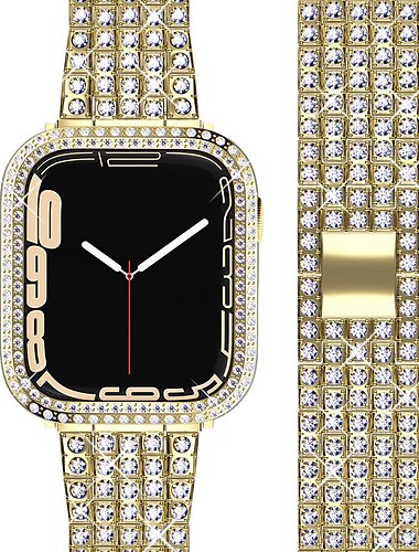  Pulsera de joyería Compatible con Apple Watch Correa 38mm 40mm 41mm 42mm 44mm 45mm 49mm con caso Mujer Lujo Acero Inoxidable Diamantes Sintéticos correa de repuesto para Serie iwatch Ultra 8 7 6 5 4