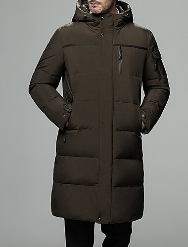  Herren Wintermantel Daunenjacke puffer jacket Strickjacke Lang Freizeitskleidung Urlaub Gehen Lässig / Alltäglich Winter Solide / einfarbig Schwarz Grün Grau Pufferjacke