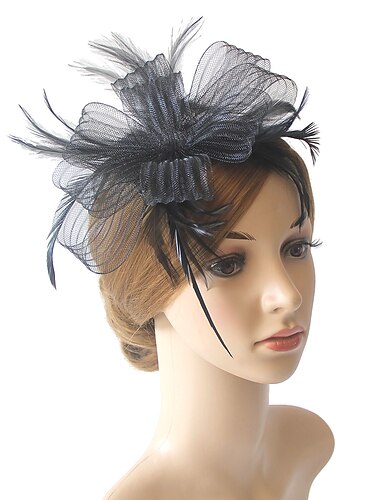  Fascinators Kentucky Derby Hut Kopfbedeckung Eimerhut aus Organza-Polyester/Polyamid Party/Abend Urlaub Cocktail Royal Astcot Vintage-Stil elegant mit Federapplikationen Kopfbedeckung Kopfbedeckung