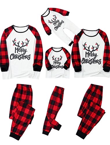  julenissen Mrs.Claus Drakter Familiejule pyjamas Herre Dame Gutt Jente Jul Familiematchende antrekk Barne Voksne Jul julaften Jul Fest Hjemmeklær Topp Bukser
