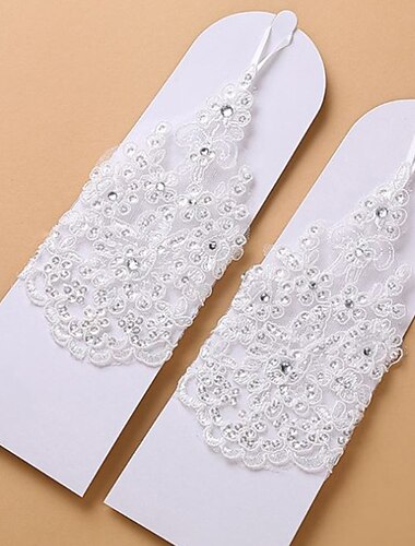  Poliéster / Malla Hasta el Codo Guantes Fiesta / Noche / Elegante Con Color Puro / Recortado / Cristales / diamantes de imitación Boda / guante del partido
