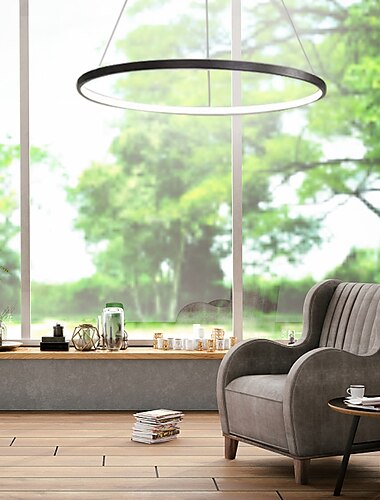  60 80 cm LED-Pendelleuchte Kreisdesign einzigartiges Design Metall lackiert zeitgenössisch modern 110-120 V 220-240 V nur dimmbar mit Fernbedienung
