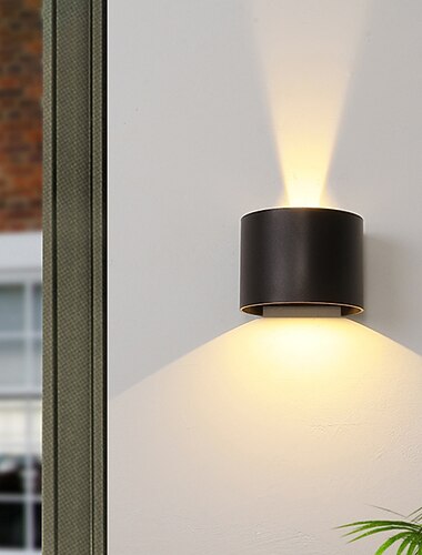  Aplic de perete cu led pentru exterior/interioară, sursă de lumină dublă 12w, unghi luminos reglabil, rezistent la apă, lumină alb cald/alb, lampă de perete în două culori ac85-265v