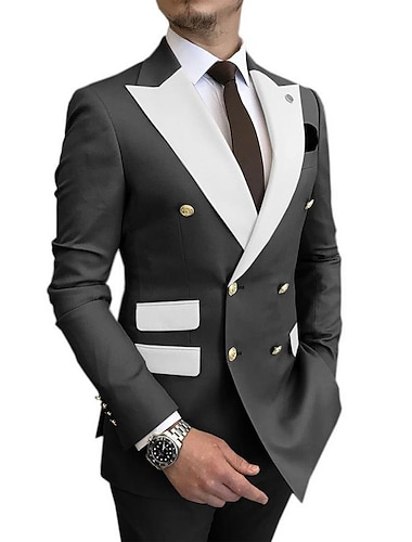  Apfelgrün-Schwarz-Champagner-Herren-Hochzeitsanzug, einfarbig, zweiteilig, Übergröße, Standard-Passform, zweireihig, sechs Knöpfe, 2024