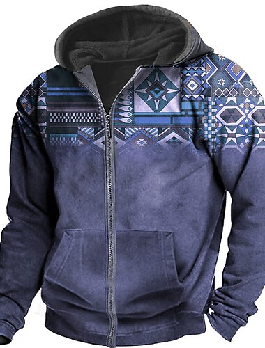  Herren Farbblock Grafik-Drucke Hoodie Sweatshirt Kapuze Hoodies Pullover Kapuzenshirt mit durchgehendem Reißverschluss Langarm Sweatshirt mit Kapuze Mit Kapuze Strassenmode 3D-Druck Sport & Natur