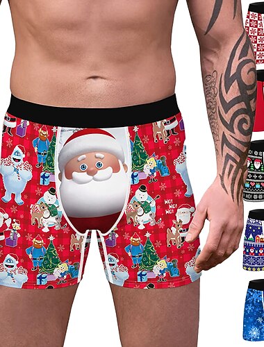  regalo de Navidad Boxers Cortos Ropa Interior Hombre Navidad Carnaval Mascarada Nochebuena Navidad Adultos Fiesta Navidad