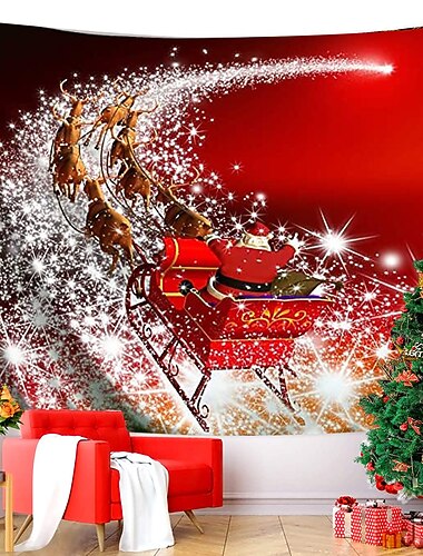  クリスマス デコレーション サンタクロース ホリデー パーティー クリスマス 壁 タペストリー 写真 背景 アート 装飾 ブランケット 吊り下げ 自宅 寝室 リビングルーム 寮 装飾 ギフト 赤 景色