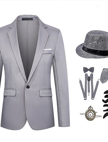  Anni Ruggenti Anni 1920 Ispirato al vintage Abiti Costume da festa Completi & Blazer Il grande Gatsby Gentiluomo Fibbia Tinta unica Senza colletto Per uomo Halloween Mascherata Festa / Cocktail Addio