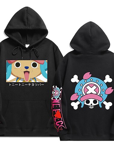  One Piece Тони Тони Чоппер Толстовка Аниме Мультяшная тематика Аниме Передний карман Графический Назначение Для пары Муж. Жен. Взрослые Горячего тиснения