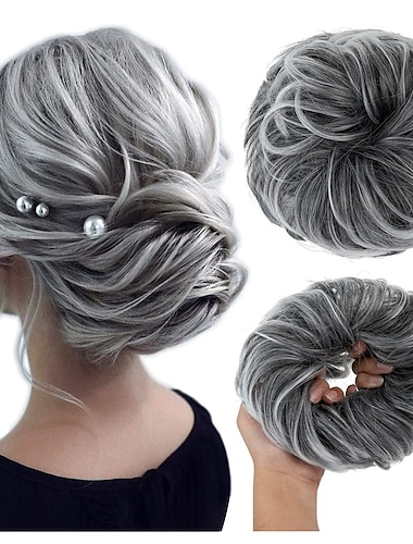  moños de pelo desordenado pieza de pelo scrunchies de pelo rizado para mujeres postizos de niñas donut ondulado piezas de pelo moño de pelo updo moños de pelo