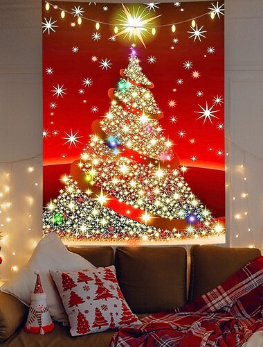  Decoraciones navideñas Cinta Fiesta navideña Tapiz de pared Fotografía navideña Fondo Arte Decoración Colgante Dormitorio Sala de estar Decoración Árbol (con luces de cadena LED)