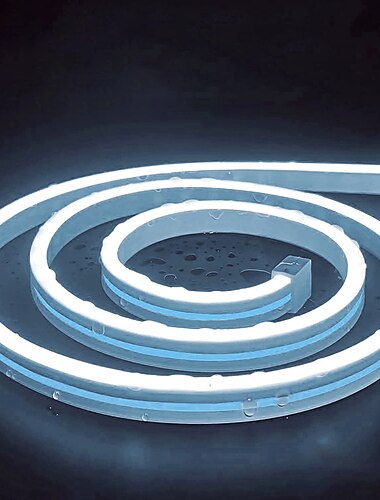  neon stripelys 5m 16,4 fot vanntett ip65 2a plug-in strømforsyning innendørs og utendørs juledekorasjon varm hvit rød blå rosa isblå lilla for stue soverom dekorasjon