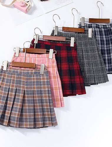  Jupe Enfants Fille Plaid Actif Ecole 7-13 ans Hiver Noir Rose Claire Gris clair