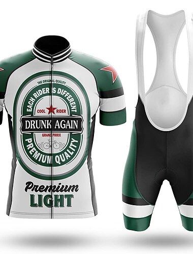  21Grams Herren Radtrikot mit Radhose kurz Trägern fahrradbekleidung set Radtrikot-Set Kurzarm MTB Mountain Rennrad Schwarz Grün Königsblau Oktoberfest-Bier Fahhrad 3D-Pad Atmungsaktiv Rasche