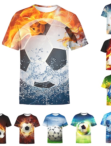  Kinder Jungen T-Shirt Fußball Kurzarm Baumwolle Kinder Top lässig cool süß Sommer Dunkelgrün 4-12 Jahre