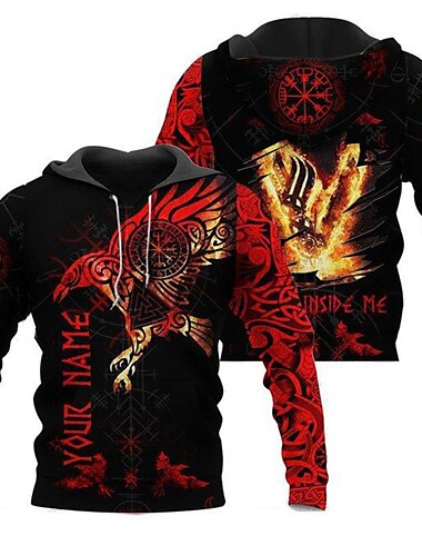  Vikingos guerreros Tatuaje vikingo Sudadera Dibujos Manga Anime 3D Bolsillo delantero Gráfico Para Pareja Hombre Mujer Adulto Impresión 3D Casual Diario