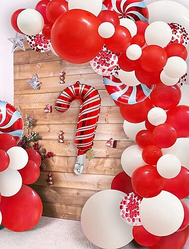  dekoracja na imprezę świąteczną w formie balonu pakiet diy wieniec łuk laska cukrowa balon z folii aluminiowej