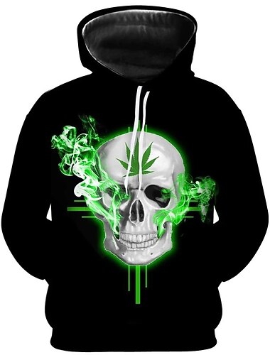  Per uomo Teschio Felpa con Cappuccio Felpe con cappuccio Felpa Festa Casual Manica Lunga Con Cappuccio Casuale Quotidiano 1 2 3 Nero progettista S M L XL XXL 3XL