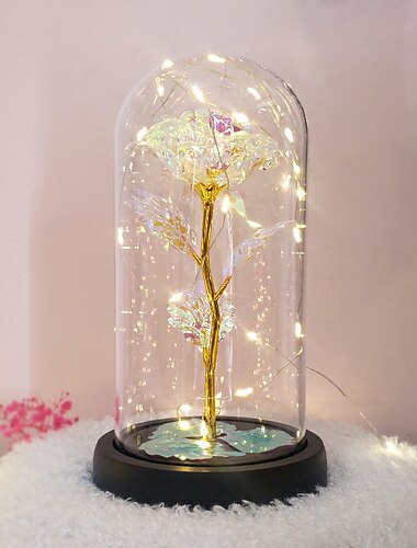  LED Rozen Vlinder Lamp in Glazen Koepel - Perfect voor Romantische Bruiloften Verjaardagen en Moederdag (Batterij Niet Inbegrepen)